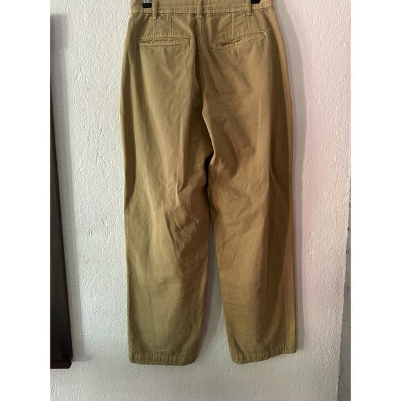 Free People Pants Women 4 Beige Khaki Chino Wide Leg High Rise Trousers Pleated - Picture 8 of 14